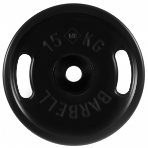 Диск для штанги 15кг d=50мм евро-классик с ручками черный MB-PltBS-15 MB Barbell