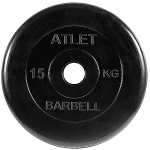 Диск для штанги 15кг d=50мм черный MB-AtletB51-15 MB Barbell