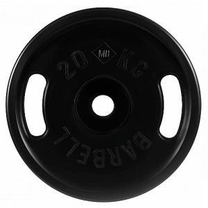 Диск для штанги 20кг d=50мм евро-классик с ручками черный MB-PltBS-20 MB Barbell